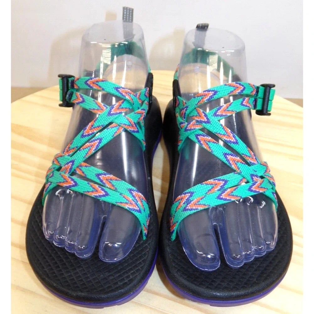 Chaco ZX1 EcoTread Sandals Youth‎ Kids Size 4 Green Orange Purple Outdoor Hiking
